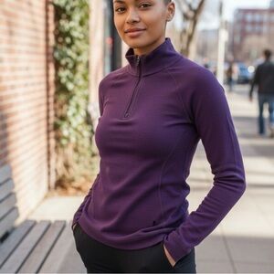 Smartwool Merino Wool Quarter Zip Base Layer in Purple